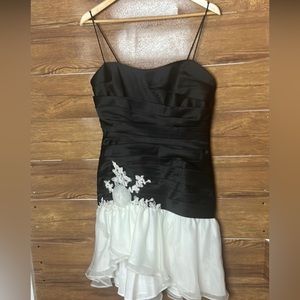Alfred Angelo strapless black and white mini dress